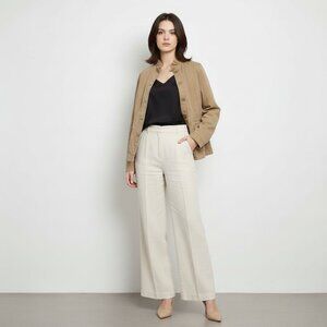 Eileen Fisher Womens Small Twill Utility Ruffle Neck Jacket